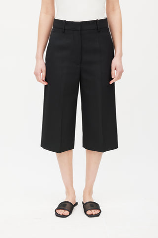 Victoria Beckham Black Pleated Front Cropped Pant