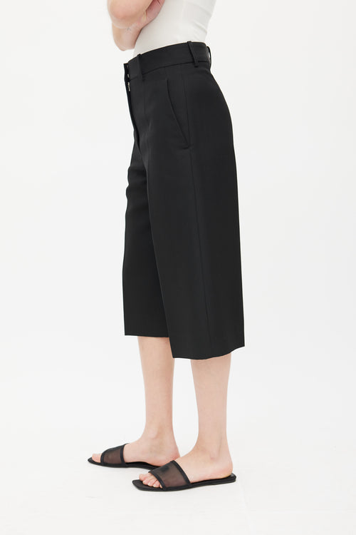 Victoria Beckham Black Pleated Front Cropped Pant