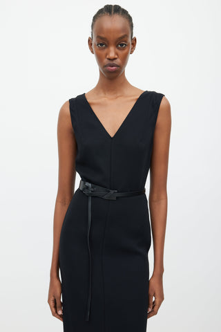 Victoria Beckham Black V-Neck Belted Dress