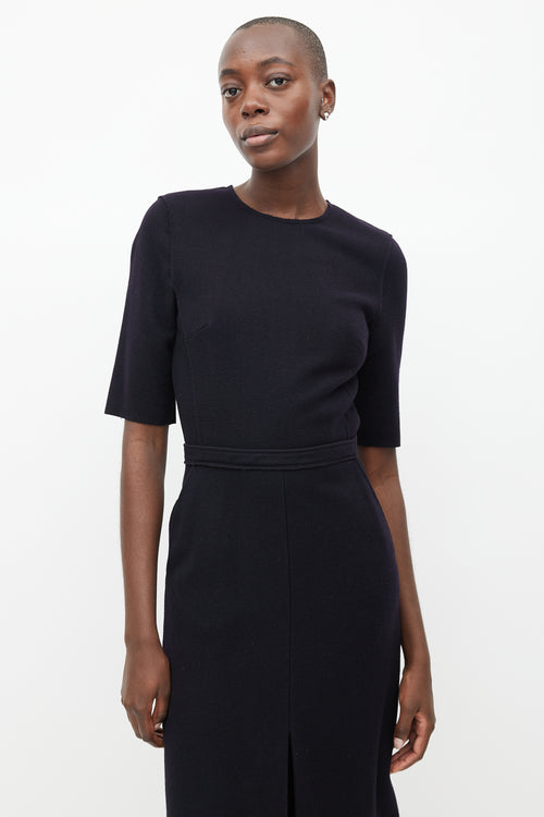 Victoria Beckham Black Wool Midi Dress