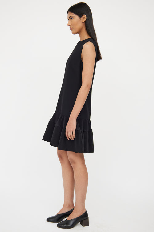 Black Drop Waist Pleated Dress