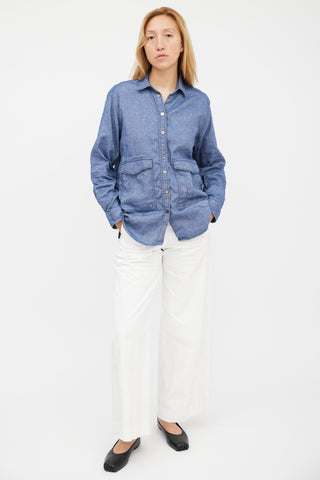 Victoria Beckham Blue Denim Chambray Shirt