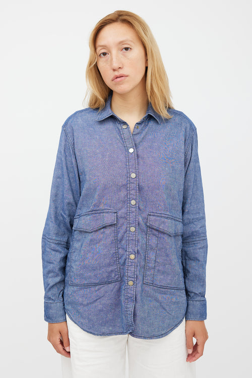 Victoria Beckham Blue Denim Chambray Shirt