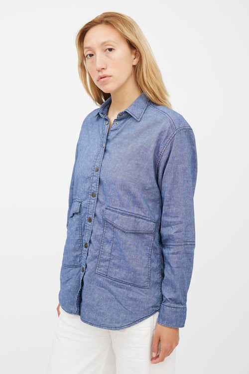 Victoria Beckham Blue Denim Chambray Shirt