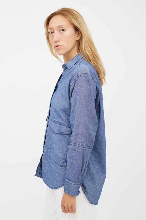 Victoria Beckham Blue Denim Chambray Shirt