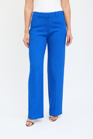 Victoria Beckham Blue Woven Wide Leg Trouser