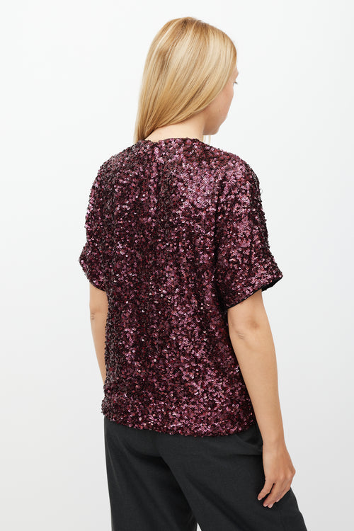 Victoria Beckham Burgundy Sequin Top