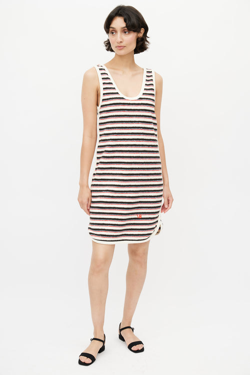 Victoria Beckham Cream 
Multicolour Striped Knit Dress