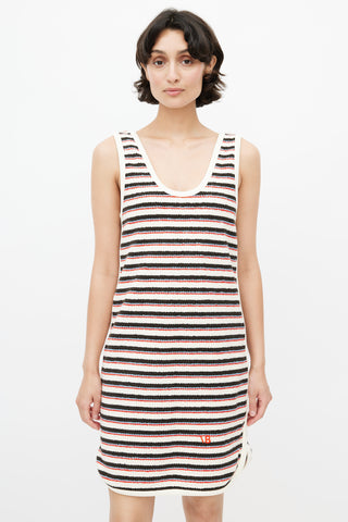 Victoria Beckham Cream 
Multicolour Striped Knit Dress