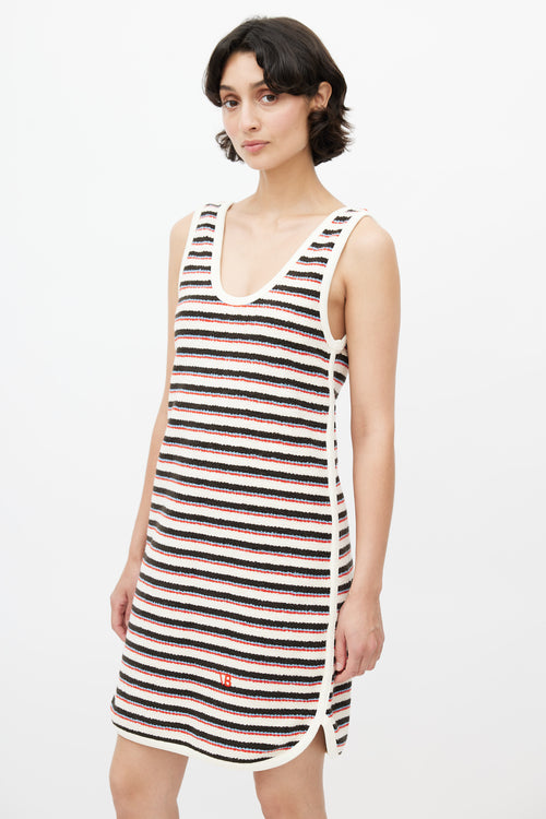 Victoria Beckham Cream 
Multicolour Striped Knit Dress