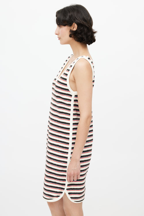 Victoria Beckham Cream 
Multicolour Striped Knit Dress