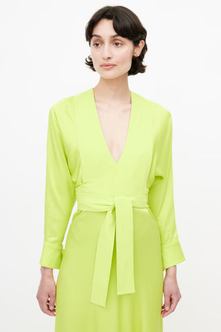 Victoria Beckham Green Belted Wrap Dress