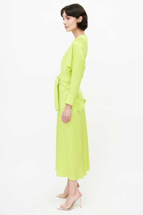 Victoria Beckham Green Belted Wrap Dress