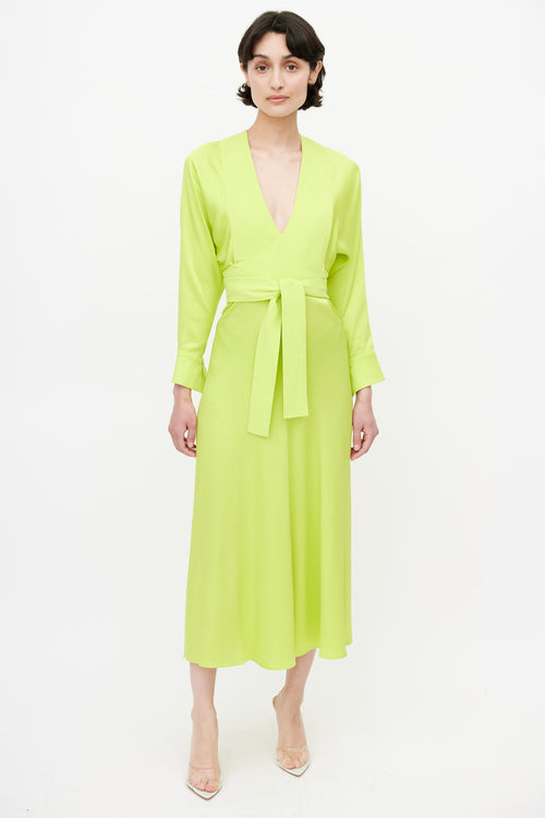 Victoria Beckham Green Belted Wrap Dress