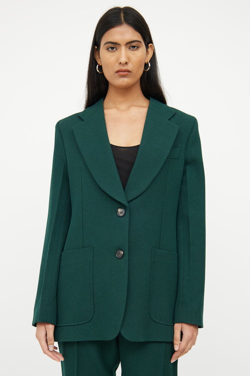 Victoria Beckham Green 2 Piece Blazer Pant Set