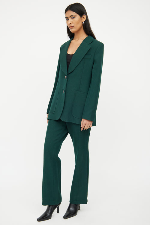 Victoria Beckham Green 2 Piece Blazer Pant Set