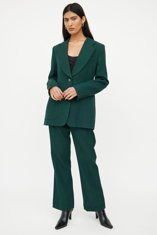 Victoria Beckham Green 2 Piece Blazer Pant Set