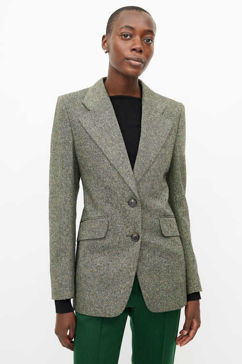 Victoria Beckham Green Wool Tweed Blazer