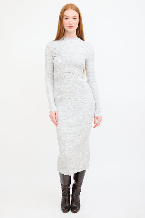 Victoria Beckham Heather Grey Wrap Front Midi Dress