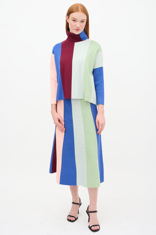 Victoria Beckham Multicolour Striped Sweater 
Skirt Set