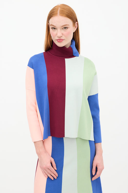 Victoria Beckham Multicolour Striped Sweater 
Skirt Set