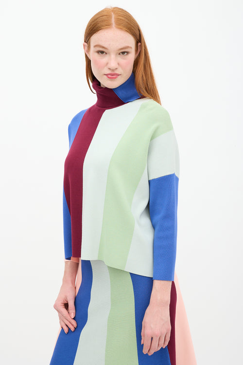 Victoria Beckham Multicolour Striped Sweater 
Skirt Set