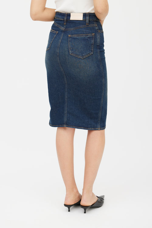 Victoria Beckham Navy Contrast Stitch Denim Skirt