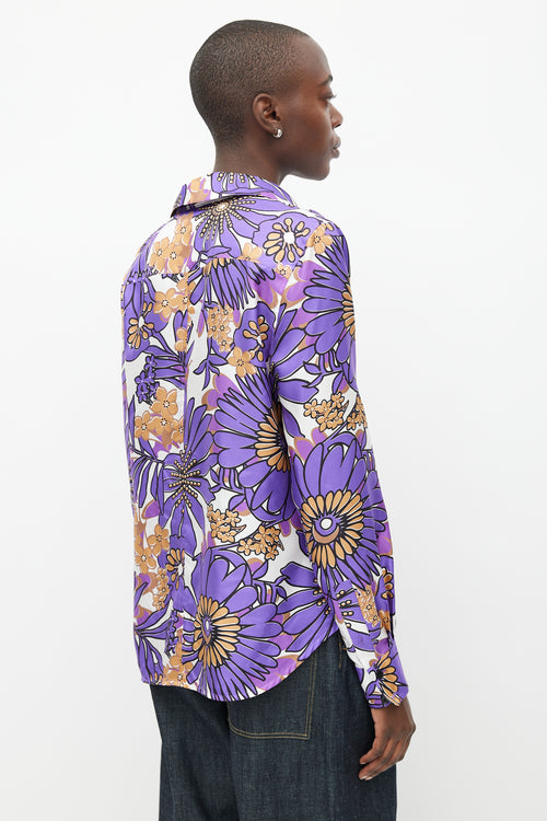 Victoria Beckham Purple 
Multicolour Silk Floral Shirt