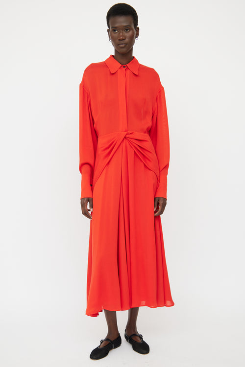 Victoria Beckham Red Silk Blend Maxi Dress