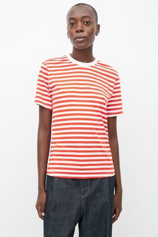 Victoria Beckham Red 
White Striped T-Shirt