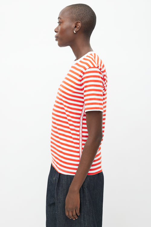 Victoria Beckham Red 
White Striped T-Shirt