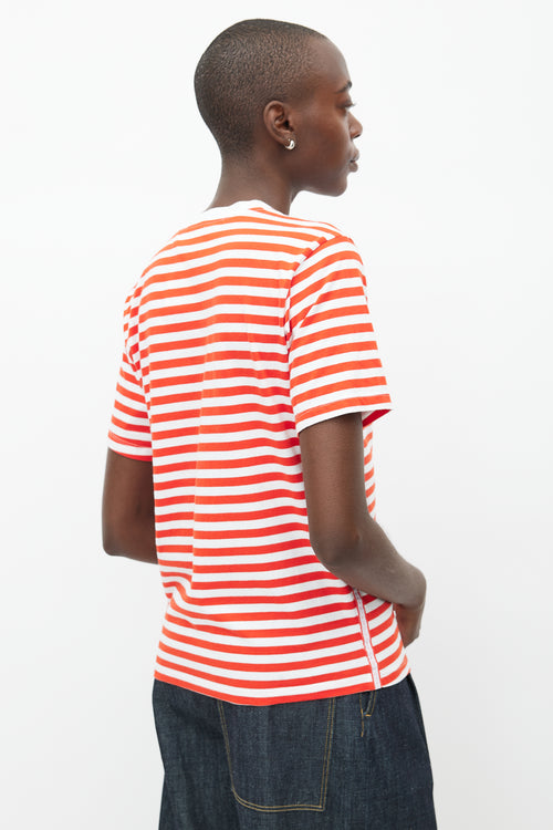 Victoria Beckham Red 
White Striped T-Shirt