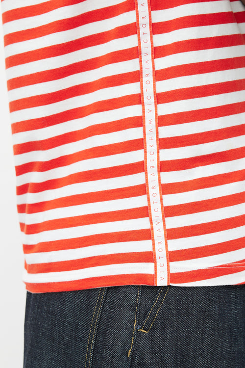 Victoria Beckham Red 
White Striped T-Shirt