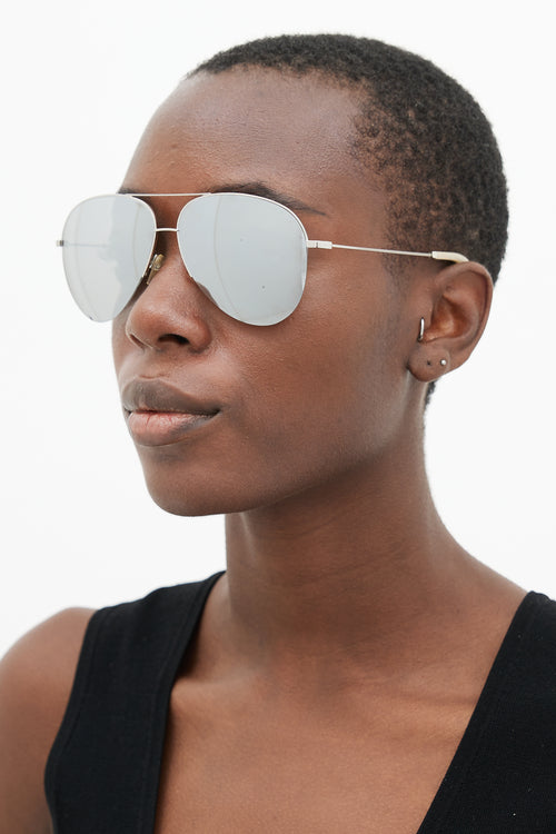 Victoria Beckham Silver VBS90 Aviator Mirrored Sunglasses