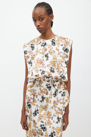 Victoria Beckham White 
Multicolour Floral Overlay Dress