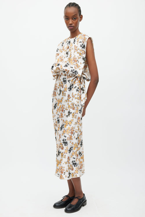 Victoria Beckham White 
Multicolour Floral Overlay Dress