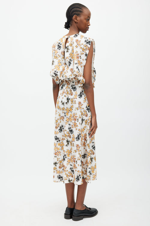 Victoria Beckham White 
Multicolour Floral Overlay Dress