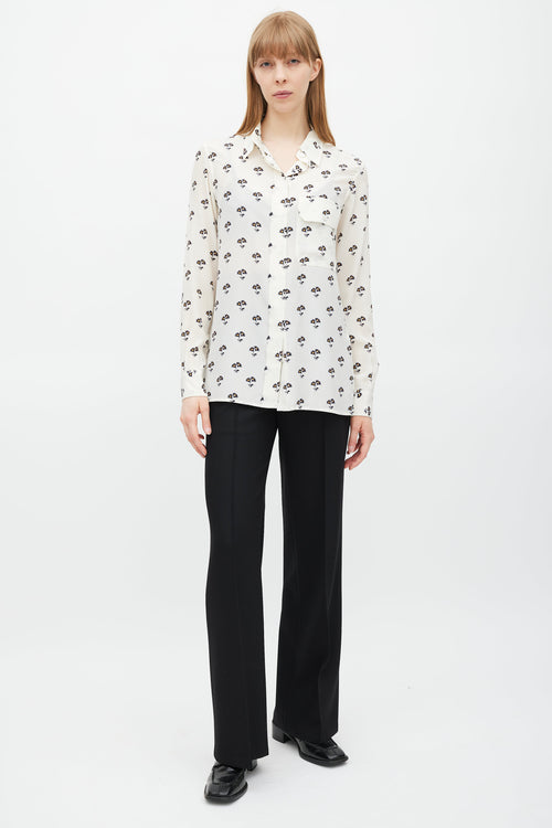 Victoria Beckham White 
Multicolour Floral Silk Shirt