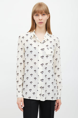 Victoria Beckham White 
Multicolour Floral Silk Shirt