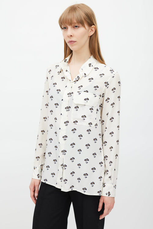 Victoria Beckham White 
Multicolour Floral Silk Shirt