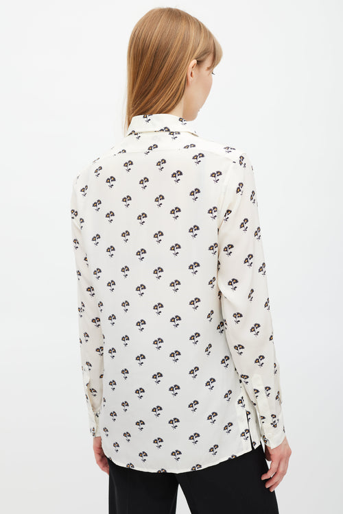 Victoria Beckham White 
Multicolour Floral Silk Shirt