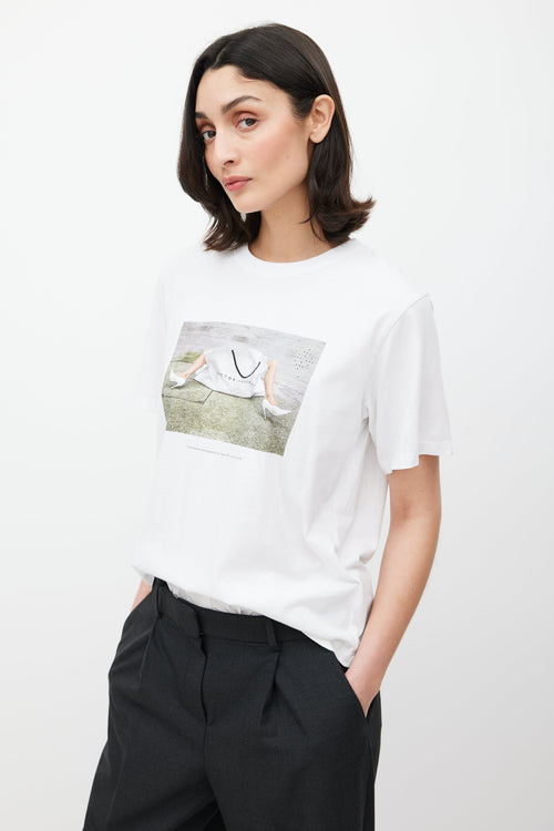 Victoria Beckham White 
Multicolour Shopping Bag Logo T-Shirt