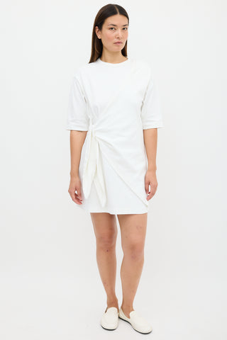 Victoria Beckham White Tie Front T-Shirt Dress