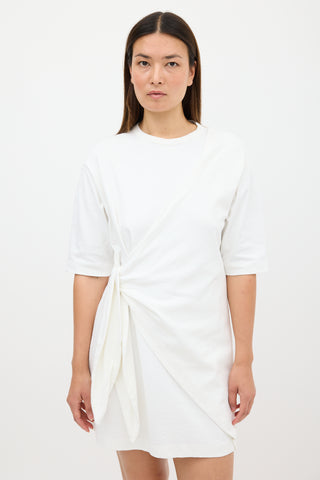 Victoria Beckham White Tie Front T-Shirt Dress