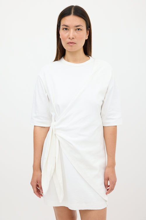 Victoria Beckham White Tie Front T-Shirt Dress