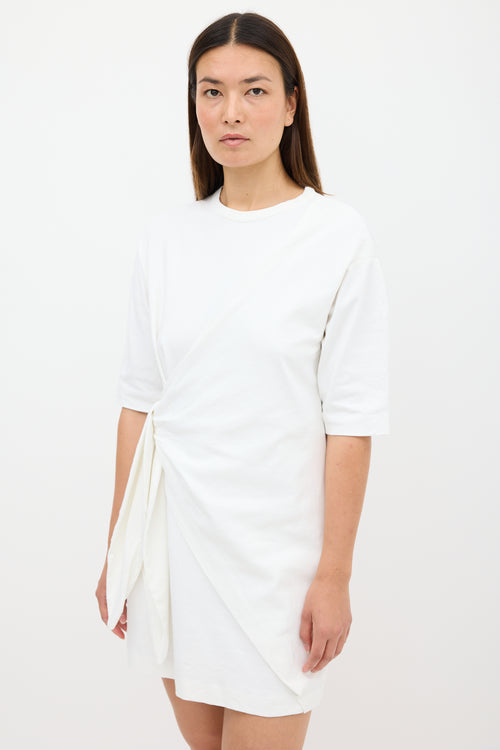 Victoria Beckham White Tie Front T-Shirt Dress