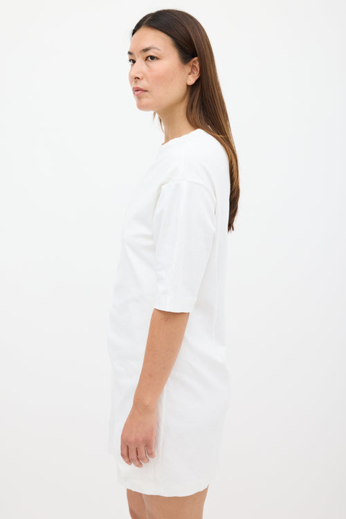 Victoria Beckham White Tie Front T-Shirt Dress