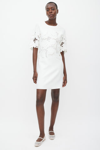 Victoria Victoria Beckham White Floral Eyelet Dress