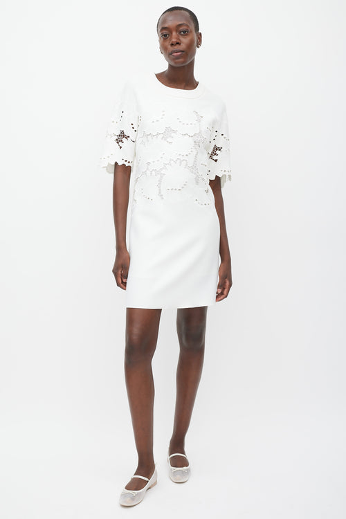 Victoria Victoria Beckham White Floral Eyelet Dress