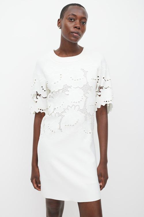 Victoria Victoria Beckham White Floral Eyelet Dress